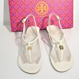 TORY BURCH White Ivory Wedge Sandals Size 6M